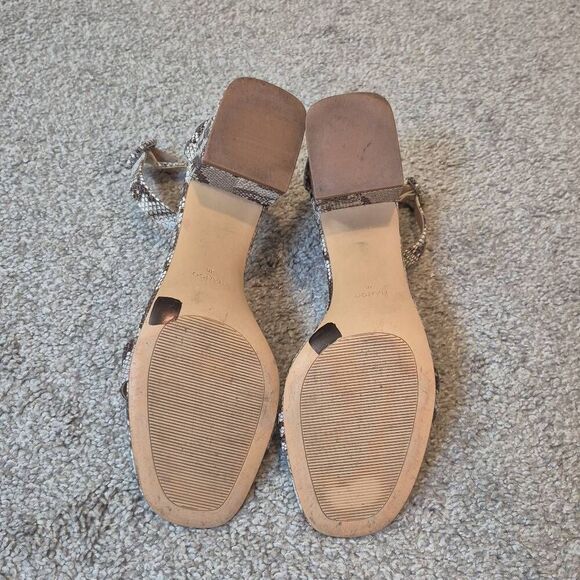 Mango Snake Skin Block Heel Sandals Shoes Size 9.5 - Picture 6 of 7